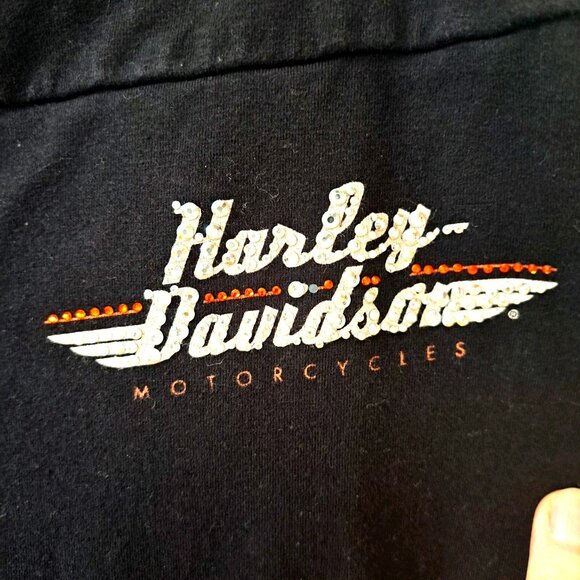 Harley-Davidson Women's XL Black Pull-On Ankle Leggings Logo - Picture 1 of 8